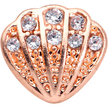 Load image into Gallery viewer, 16G 1/4 Clear Gem Rose Gold Tone Shell Labret Monroe Tragus