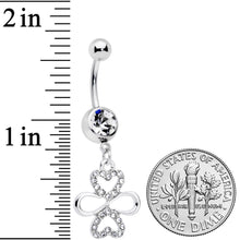 Load image into Gallery viewer, Clear Gem Heart Shamrock St Patricks Day Dangle Belly Ring