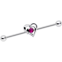 Load image into Gallery viewer, 14G Clear Pink Gem Heart Valentines Day Industrial Barbell 38mm