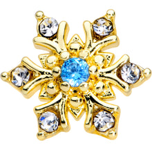 Load image into Gallery viewer, 16G 1/4 Blue CZ Gold Tone Snowflake Christmas Cartilage Tragus