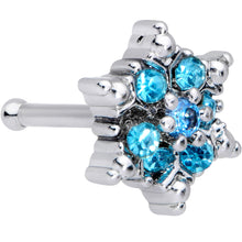 Load image into Gallery viewer, 20G 1/4 Aqua CZ Gem Sassy Snowflake Christmas Nose Bone