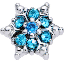 Load image into Gallery viewer, 20G 1/4 Aqua CZ Gem Sassy Snowflake Christmas Nose Bone