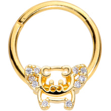 Load image into Gallery viewer, 16G 3/8 Clear Gem Gold Tone Flying Pigs Hinged Segment Ring