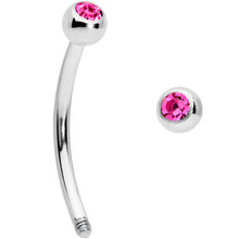 Load image into Gallery viewer, 16G 1/2 Pink Gem Ball End Curved Barbell