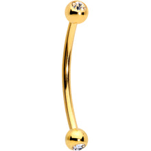 Load image into Gallery viewer, 16G 9/16 Color Gem Ball End Gold Tone Curved Barbell