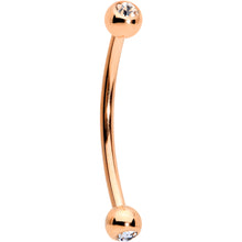 Load image into Gallery viewer, 16G 9/16 Clear Gem Ball End Rose Gold Tone Curved Barbell