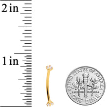 Load image into Gallery viewer, 16G 9/16 Clear CZ Gem End Gold Tone Curved Barbell