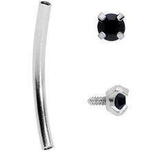 Load image into Gallery viewer, 16G 9/16 Black CZ Gem End Curved Barbell