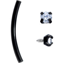 Load image into Gallery viewer, 16G 9/16 Clear CZ Gem End Black Curved Barbell