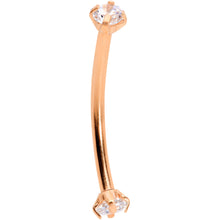 Load image into Gallery viewer, 16G 9/16 Clear CZ Gem End Rose Gold Tone Curved Barbell