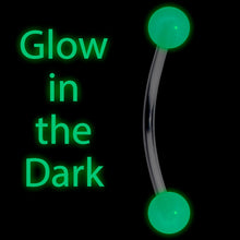 Load image into Gallery viewer, 16G 9/16 Green Glow in the Dark Ball End Curved Barbell