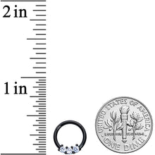 Load image into Gallery viewer, 16G 5/16 Clear CZ Gem Black Trio Hinged Segment Ring