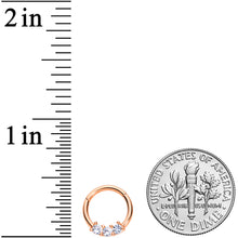 Load image into Gallery viewer, 16G 5/16 Clear CZ Gem Rose Gold Tone Trio Hinged Segment Ring