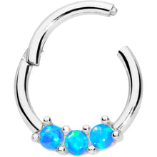 Load image into Gallery viewer, 16G 5/16 Blue Synthetic Opal Trio Hinged Segment Ring