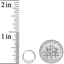 Load image into Gallery viewer, 16G 5/16 White Synthetic Opal Trio Hinged Segment Ring