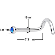 Load image into Gallery viewer, 18G Blue 2mm Grade 23 Titanium Press Fit Left Nose Ring Screw