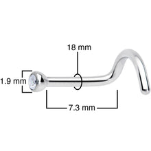 Load image into Gallery viewer, 18G Clear 2mm Grade 23 Titanium Press Fit Left Nose Ring Screw