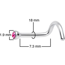 Load image into Gallery viewer, 18G Pink 2mm Grade 23 Titanium Press Fit Left Nose Ring Screw