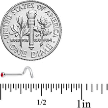 Load image into Gallery viewer, 18G Red 2mm Grade 23 Titanium Press Fit Left Nose Ring Screw