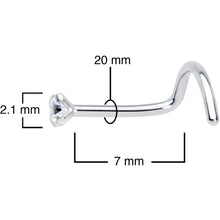 Load image into Gallery viewer, 20G 5/16 Clear 2mm CZ Gem Grade 23 Titanium Left Side Nose Screw