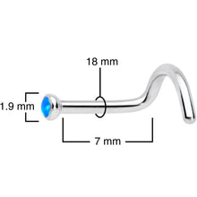 Load image into Gallery viewer, 18G 7mm Blue 2mm Synthetic Opal Titanium Left Nose Ring Screw