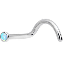 Load image into Gallery viewer, 18G 7mm White 2mm Synthetic Opal Titanium Left Nose Ring Screw