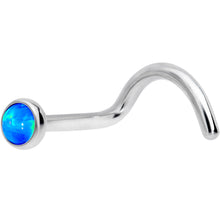 Load image into Gallery viewer, 18G 7mm Blue 3mm Synthetic Opal Titanium Left Nose Ring Screw