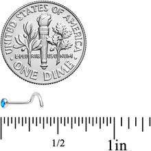 Load image into Gallery viewer, 18G 7mm Blue 3mm Synthetic Opal Titanium Left Nose Ring Screw