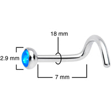 Load image into Gallery viewer, 18G 7mm Blue 3mm Synthetic Opal Titanium Left Nose Ring Screw