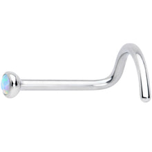 Load image into Gallery viewer, 20G 7mm White 2mm Synthetic Opal Titanium Left Nose Ring Screw