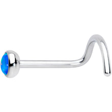 Load image into Gallery viewer, 20G 7mm Blue 3mm Synthetic Opal Titanium Left Nose Ring Screw