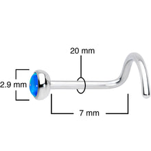 Load image into Gallery viewer, 20G 7mm Blue 3mm Synthetic Opal Titanium Left Nose Ring Screw