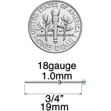 Load image into Gallery viewer, 18G 3/4 Blue 2mm Synthetic Opal Titanium Fishtail Nose Ring