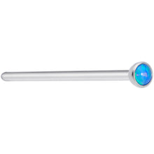 Load image into Gallery viewer, 20G 3/4 Blue 2mm Synthetic Opal Titanium Fishtail Nose Ring