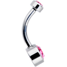 Load image into Gallery viewer, Pink 6mm Titanium Internal Thread Belly Ring Created with Crystals