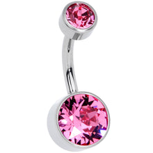 Load image into Gallery viewer, Pink 8mm Titanium Internal Thread Belly Ring Created with Crystals