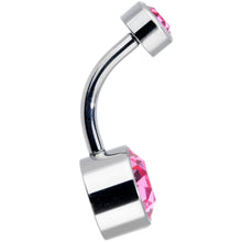 Load image into Gallery viewer, Pink 8mm Titanium Internal Thread Belly Ring Created with Crystals
