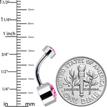 Load image into Gallery viewer, Pink 8mm Titanium Internal Thread Belly Ring Created with Crystals
