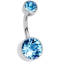 Load image into Gallery viewer, Aqua 8mm Titanium Internal Thread Belly Ring Created with Crystals