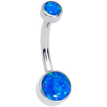 Load image into Gallery viewer, Blue Synthetic Opal Grade 23 Titanium Internal Thread Duo Belly Ring