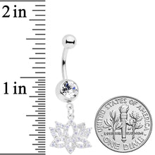 Load image into Gallery viewer, Clear CZ Gem Lotus Flower Dangle Belly Ring