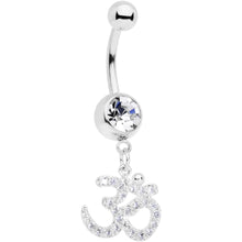 Load image into Gallery viewer, Clear CZ Gem Amazing Om Dangle Belly Ring
