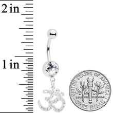 Load image into Gallery viewer, Clear CZ Gem Amazing Om Dangle Belly Ring