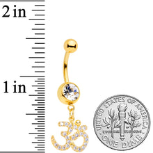 Load image into Gallery viewer, Clear CZ Gem Gold Tone Amazing Om Dangle Belly Ring
