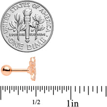 Load image into Gallery viewer, 16G 1/4 Clear CZ Gem Rose Gold Tone Lotus Flower Cartilage Tragus