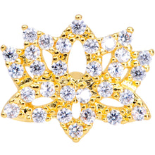 Load image into Gallery viewer, 16G 5/16 Clear CZ Gem Gold Tone Lotus Flower Labret Monroe Tragus