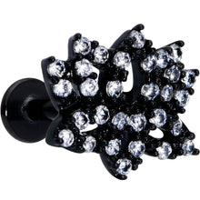 Load image into Gallery viewer, 16G 5/16 Clear CZ Gem Black Lotus Flower Labret Monroe Tragus