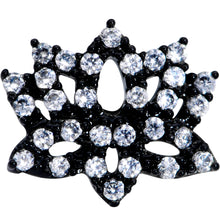 Load image into Gallery viewer, 16G 5/16 Clear CZ Gem Black Lotus Flower Labret Monroe Tragus