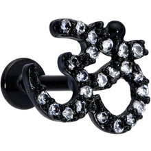 Load image into Gallery viewer, 16G 5/16 Clear CZ Gem Black Amazing Om Labret Monroe Tragus