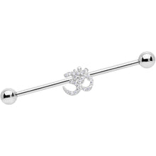 Load image into Gallery viewer, 14G Clear CZ Gem Amazing Om Industrial Barbell 38mm